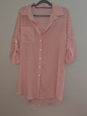 SHEIN Lot Of 2   White Striped Button-Up Swim Coverup